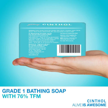 Cinthol Cool Soap, 100g (Pack of 8) | with Icy-cool Menthol | Soaps For Bath | Grade 1 Soap | For All Skin Types
